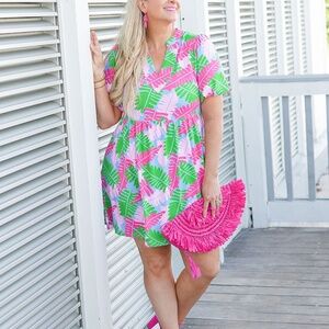 Party Palms Green Catalina Dress | Mary Square - Size M